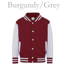 Load image into Gallery viewer, Varsity Jacket Burgundy/Grey