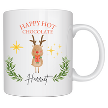 Load image into Gallery viewer, Happy Hot Chocolate Christmas Mug - Reindeer (Front)