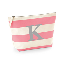 Load image into Gallery viewer, Small Pouch Pink Stripe Initial