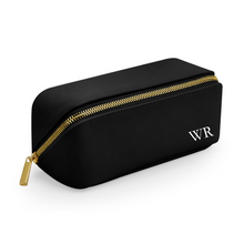 Load image into Gallery viewer, Flat Lay Make Up Bag - Black (Gold Zip) Small