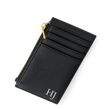 Load image into Gallery viewer, Card and Coin Holder - Black (Gold Zip)