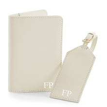 Load image into Gallery viewer, Passport and Luggage Tag Set Initials - Ivory