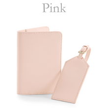 Load image into Gallery viewer, Passport and Luggage Tag Set Initials - Pink