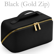 Load image into Gallery viewer, Flat Lay Make Up Bag - Black (Gold Zip) Large