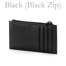 Load image into Gallery viewer, Card and Coin Holder - Black (Black Zip)
