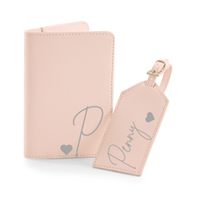 Load image into Gallery viewer, Passport and Luggage Tag Set Initial & Name - Pink