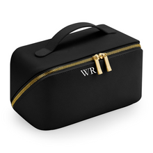 Load image into Gallery viewer, Flat Lay Make Up Bag - Black (Gold Zip) Large