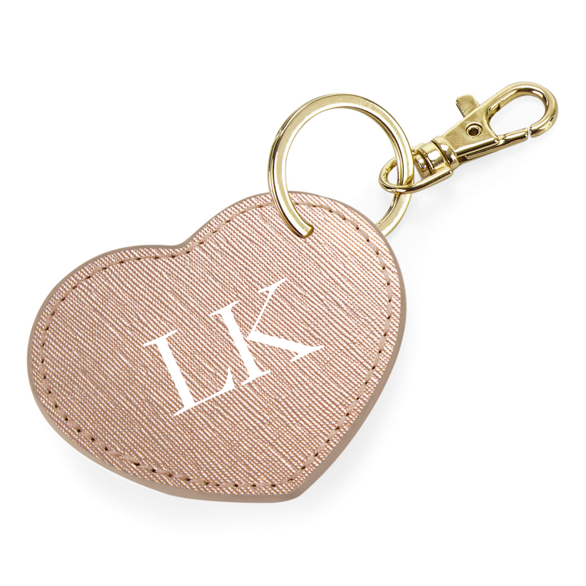 Heart Keyring Initials Rose Gold - Main Image
