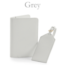 Load image into Gallery viewer, Passport and Luggage Tag Set Initial & Name - Grey