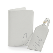 Load image into Gallery viewer, Passport and Luggage Tag Set Initial & Name - Grey
