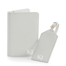 Load image into Gallery viewer, Passport and Luggage Tag Set Initials - Grey