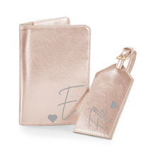 Load image into Gallery viewer, Passport and Luggage Tag Set  Initial & Name - Rose Gold