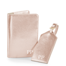 Load image into Gallery viewer, Passport and Luggage Tag Set Initials - Rose Gold