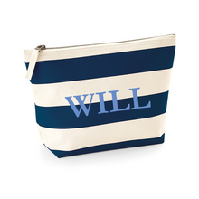 Load image into Gallery viewer, Small Pouch Navy Stripe Name