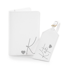 Load image into Gallery viewer, Passport and Luggage Tag Set Initial & Name - White