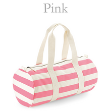 Load image into Gallery viewer, Barrel Bag Pink Stripe Initial