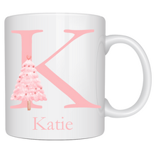 Load image into Gallery viewer, Alphabet Christmas Mug - Pink Tree Pink Letter