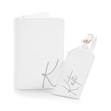Load image into Gallery viewer, Passport and Luggage Tag Set Initial & Name - White