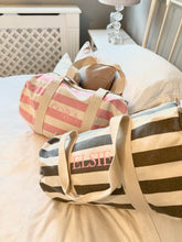 Load image into Gallery viewer, Barrel Bag Grey Stripe Name