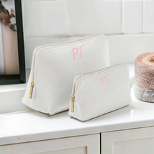 Load image into Gallery viewer, Large & Medium Make Up Bag Set with Initials