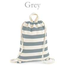 Load image into Gallery viewer, Gymsac Bag Grey Stripe Name