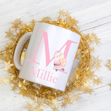 Load image into Gallery viewer, Alphabet Christmas Mug - Pink Santa Pink Letter