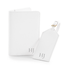 Load image into Gallery viewer, Passport and Luggage Tag Set Initials - White