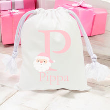 Load image into Gallery viewer, Alphabet Christmas Sack - Pink Santa Face Pink Letter