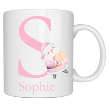 Load image into Gallery viewer, Alphabet Christmas Mug - Pink Santa Pink Letter