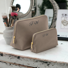 Load image into Gallery viewer, Large & Medium Make Up Bag Set with Initials