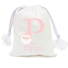 Load image into Gallery viewer, Alphabet Christmas Sack - Pink Santa Face Pink Letter