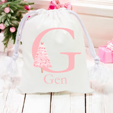 Load image into Gallery viewer, Alphabet Christmas Sack - Pink Tree Pink Letter