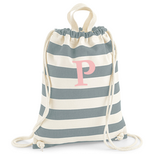 Load image into Gallery viewer, Gymsac Bag Grey Stripe Initial