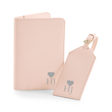 Load image into Gallery viewer, Passport and Luggage Tag Set Initials - Pink