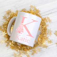 Load image into Gallery viewer, Alphabet Christmas Mug - Pink Tree Pink Letter