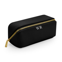 Load image into Gallery viewer, Flat Lay Make Up Bag - Black (Gold Zip) Small