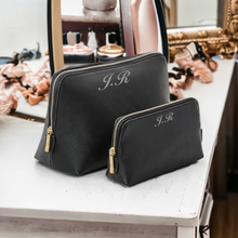 Load image into Gallery viewer, Large & Medium Make Up Bag Set with Initials