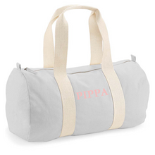 Load image into Gallery viewer, Barrel Bag Grey Name