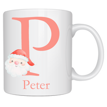 Load image into Gallery viewer, Alphabet Christmas Mug - Red Santa Face Red Letter