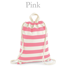 Load image into Gallery viewer, Gymsac Bag Pink Stripe Initial