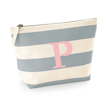 Load image into Gallery viewer, Small Pouch Grey Stripe Initial