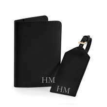 Load image into Gallery viewer, Passport and Luggage Tag Set Initials - Black