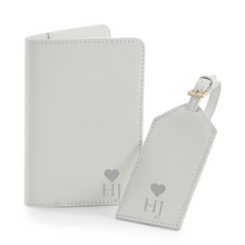 Load image into Gallery viewer, Passport and Luggage Tag Set Initials - Grey