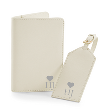 Load image into Gallery viewer, Passport and Luggage Tag Set Initials - Ivory