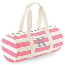 Load image into Gallery viewer, Barrel Bag Pink Stripe Initial