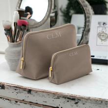 Load image into Gallery viewer, Large & Medium Make Up Bag Set with Initials