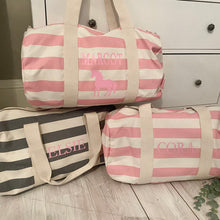 Load image into Gallery viewer, Barrel Bag Pink Stripe Name & Picture