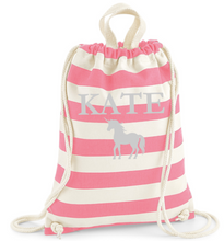 Load image into Gallery viewer, Gymsac Pink Stripe Name & Picture