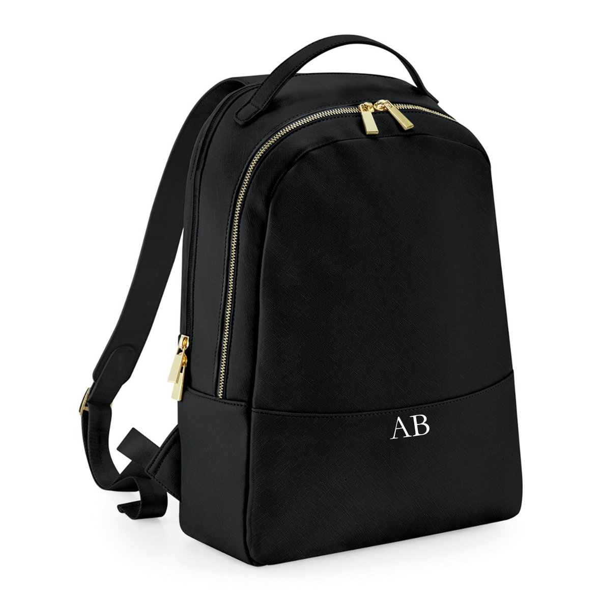 black pu leather school backpack with gold zipper Backpack