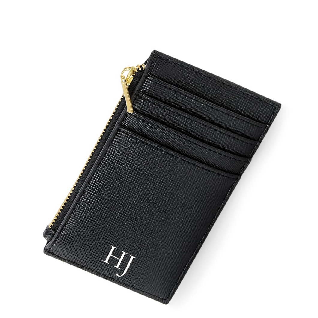 Card and Coin Holder - Black (Gold Zip)